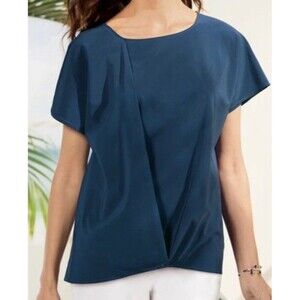 Soft Surroundings Women’s L Go Lively Travel Tee Drape Tunic Top 2DW78